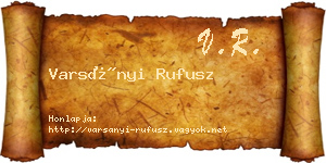 Varsányi Rufusz névjegykártya